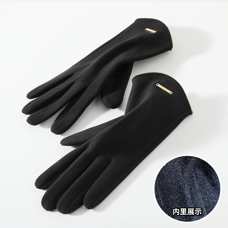 De Rong Warm Autumn Winter Gloves Women Plush Touch Screen Korean Style Versatile High-end Feel Outdoor