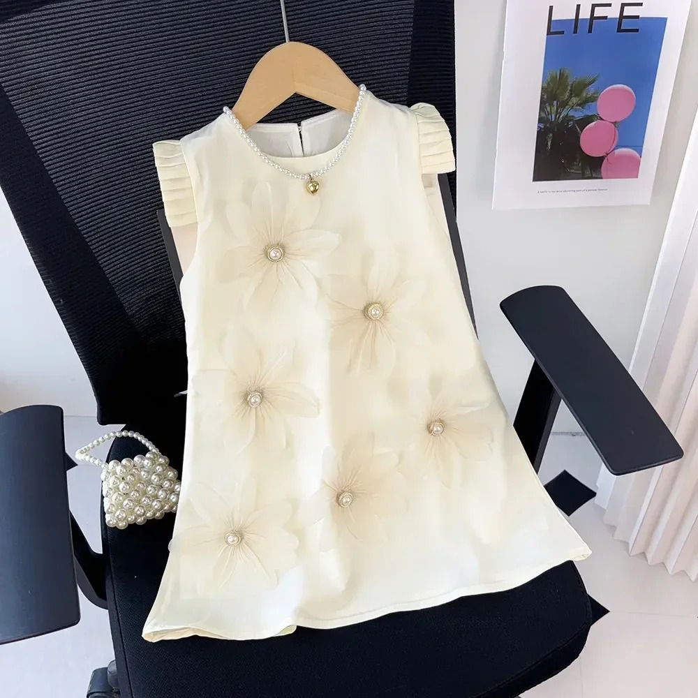 Bear Leader 27 Years Summer 3D Flower Vest Dress Girls Princess Dresses Baby Kids Clothing Wedding Party Elegent Clothes 251014