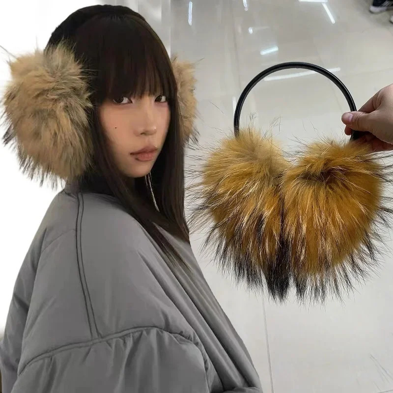 Outdoor faux fur ear muffs winter warm earplugs brown plush anticold windproof ear covers for men and women 251014
