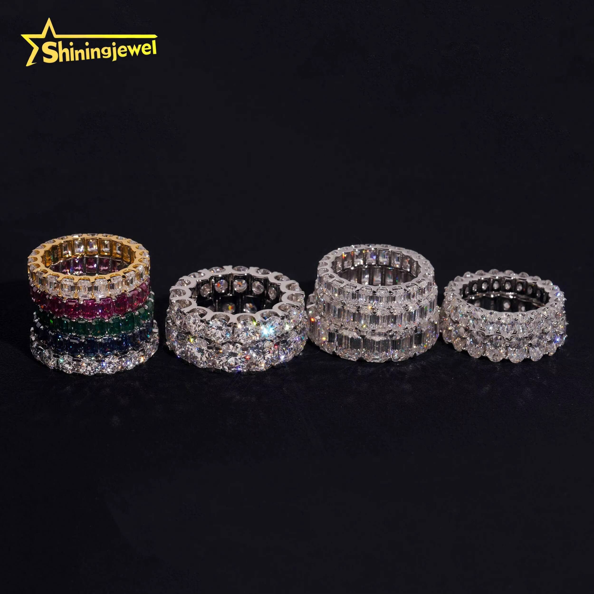 Fine Jewelry 925 Silver VVS D Color Fancy Cut Moissanite Engagement Ring Band Custom Iced Out Diamond Rings for Women