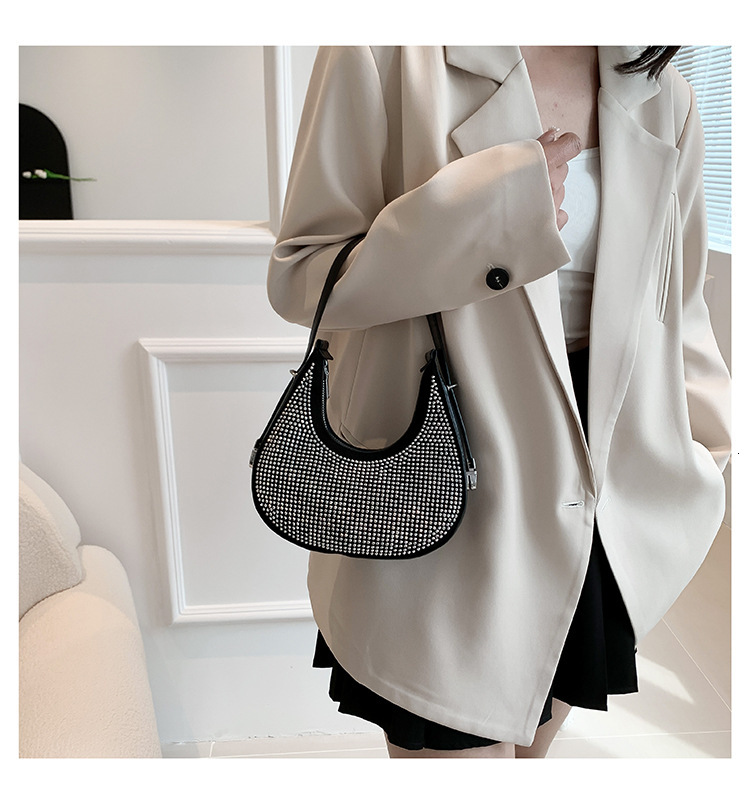 Luxury Brand Designer Bag Shiny Diamond Bag Women's Bag 2023 New Trendy Fashion Single Shoulder Underarm Bag High-End Niche Crossbody Bag