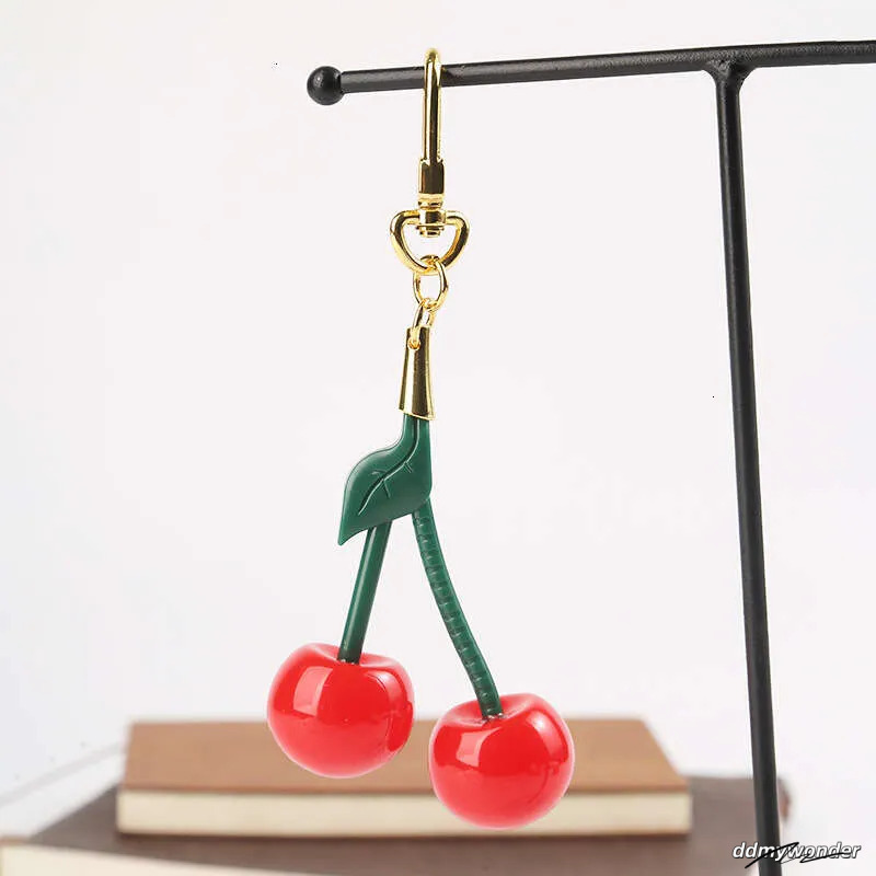 Smiley Face & Crystal Cherry Keychain - Resin Car Pendant Ornament For Women, Exquisite Fashion Accessory Ddmywonder