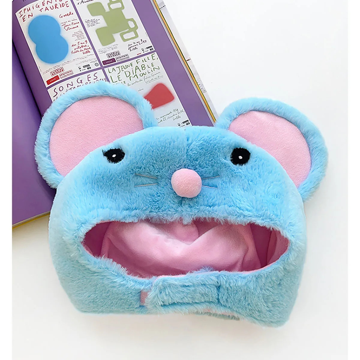 Blue Big Mouse Head Cover Scarf Beanies Men Women Winter Helmet Rockwool Magnetic Buckle Ear Protector Outdoor Ski Bomber Hats 251014