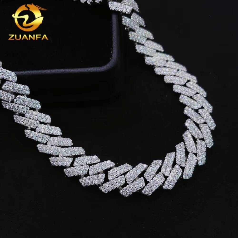 New Stocks Promotion Hip Hop Jewelry 925 Sterling Silver 13mm 2 Rows Iced Out VVS Moissanite Diamond Miami Cuban Necklace