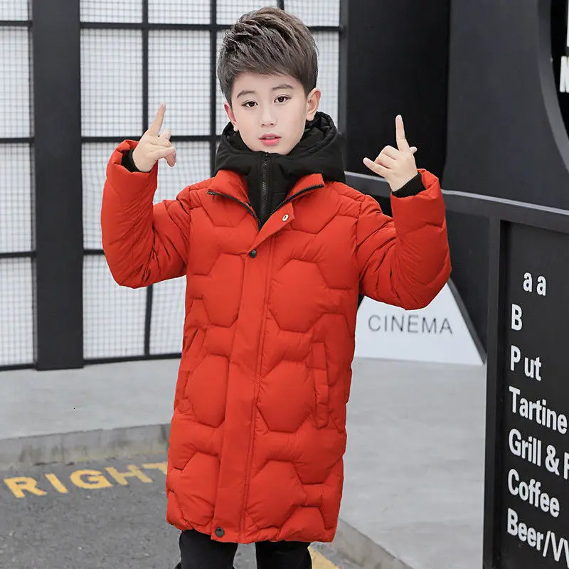 Boys Jacket Winter Thicken Warm Teenager Kids Jackets Fashion Long Style Zipper Hooded Boys Coats Outerwear 4 6 8 10 12 14 Years 251017