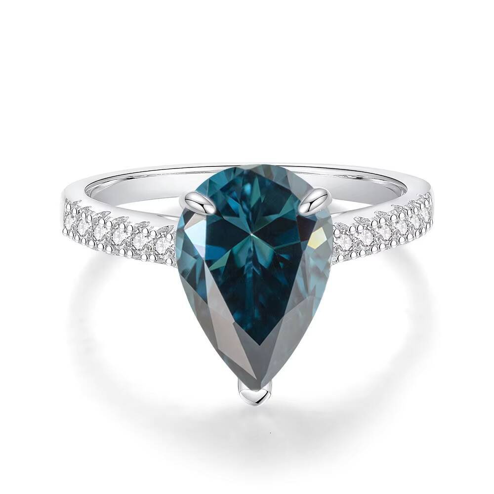 Wholesale Moissanite Pear Shaped Eternity Ring Jewelry Promise 925 Sterling Silver Engagement Wedding Moissanite Ring for Women