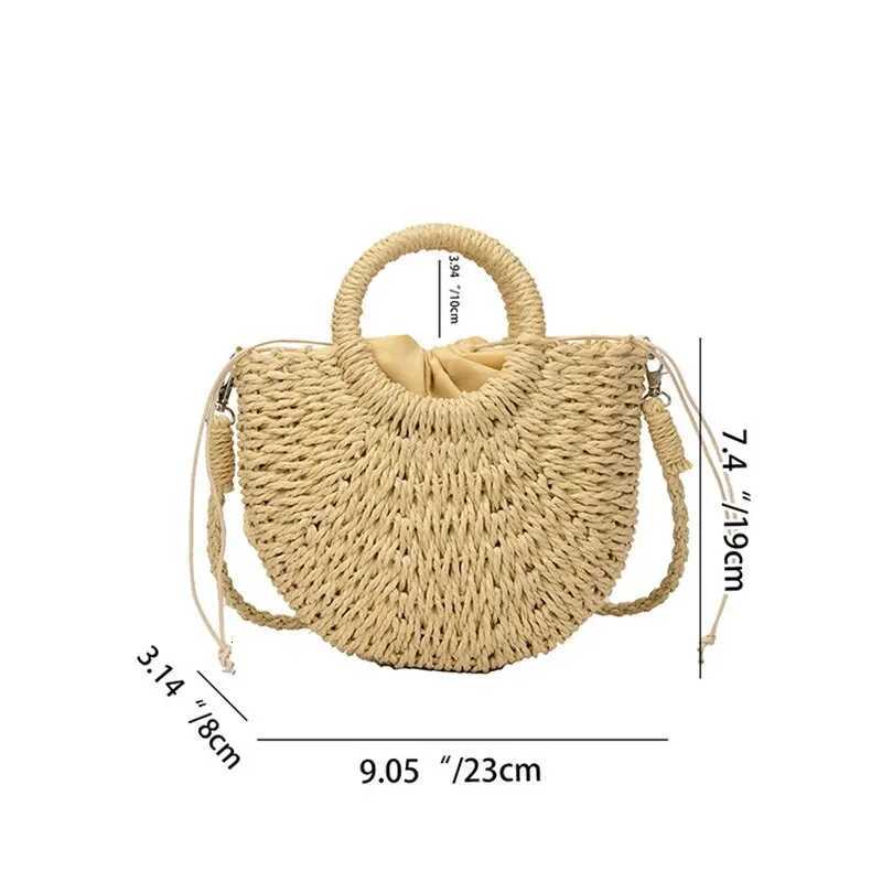 Handwoven Straw Rattan HalfMoon Beach Handbag Large Capacity Women Summer Hollow Out Crossbody Shoulder Bag Z251018