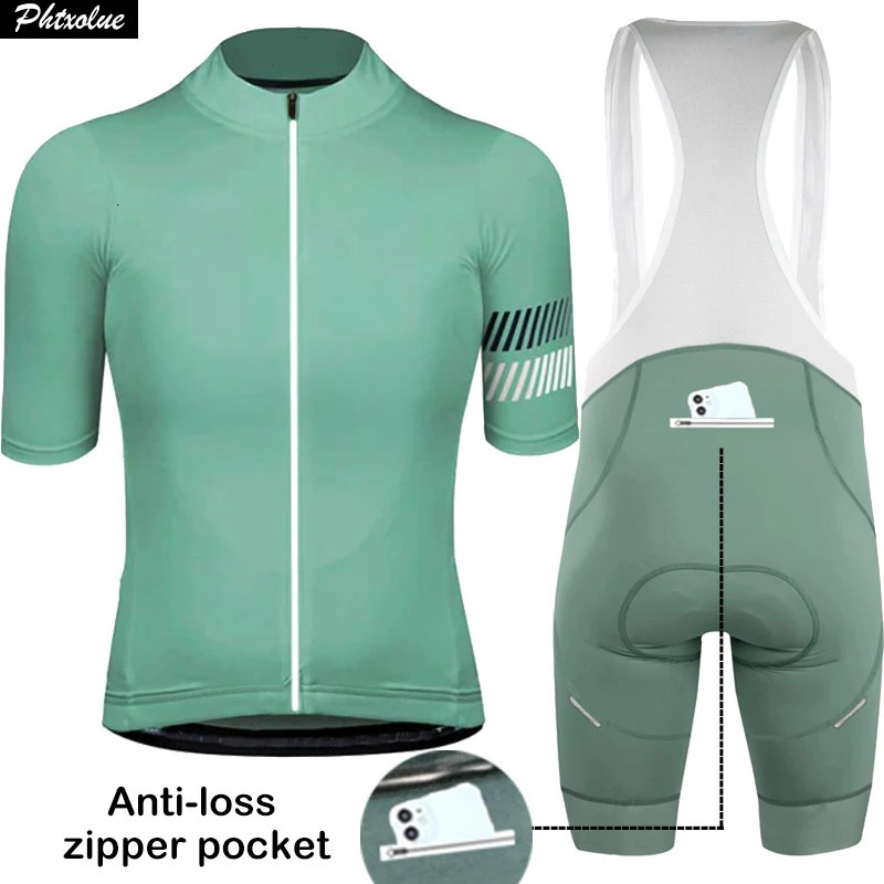 Phtxolue Cycling Jersey Set Men AntiLoss Zipper Women Cycling Set Clothing Pro Bike Clothes AntiUV MTB Bicycle Wear Suit Kit 251015