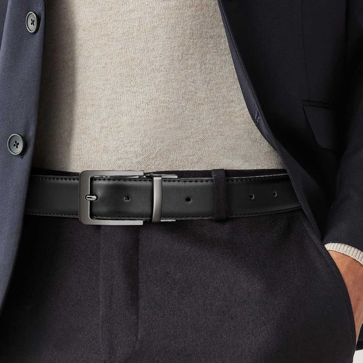 Belt mens leather needle buckle doublesided cowhide belt mens young peoples business jeans belt trendy youth W251018