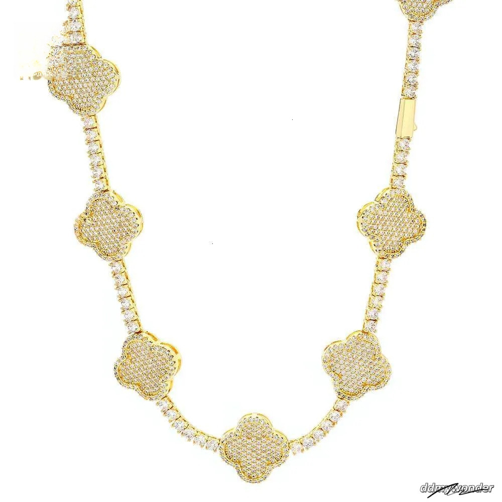 Iced Out Tennis Chain Micro Pave Cubic Moissanite Necklace: Wholesale Bling Dia Hip Hop Jewelry For Women Party Gift Ddmywonder