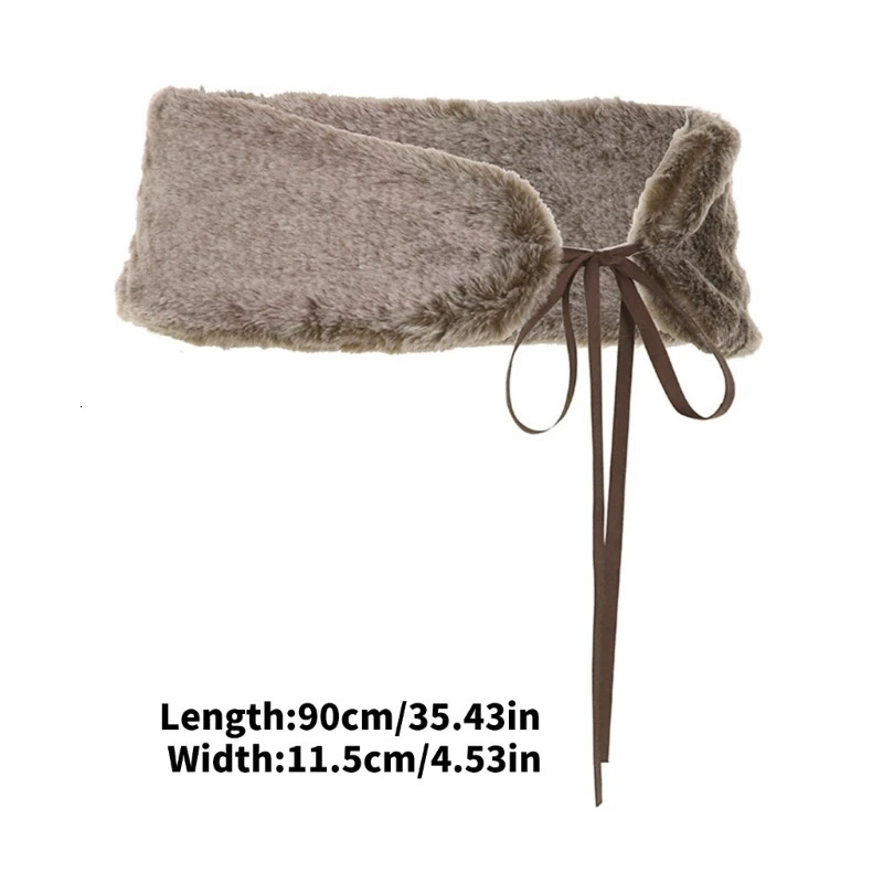 Maillard Color Women Novelty Furred Waistband 90115cm Retro Sexy Plush Belt with Tie for Party Costumes Accessories 251016