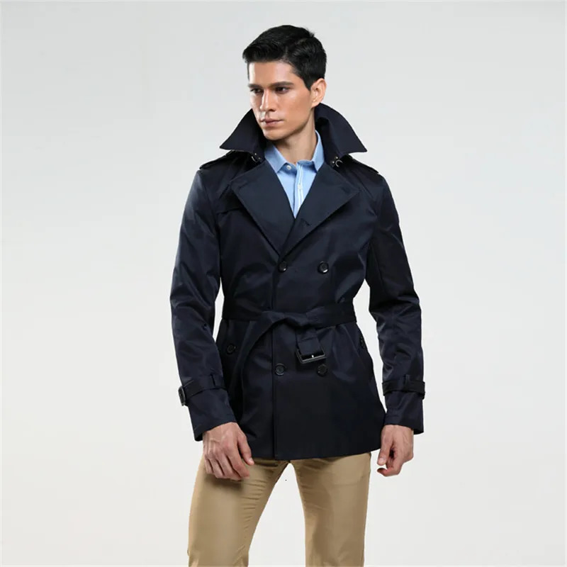 2024 Fashion Double Breasted Trench Male n Slim Fit Business Casual Outerwear Plus Size Customized Coat 251010