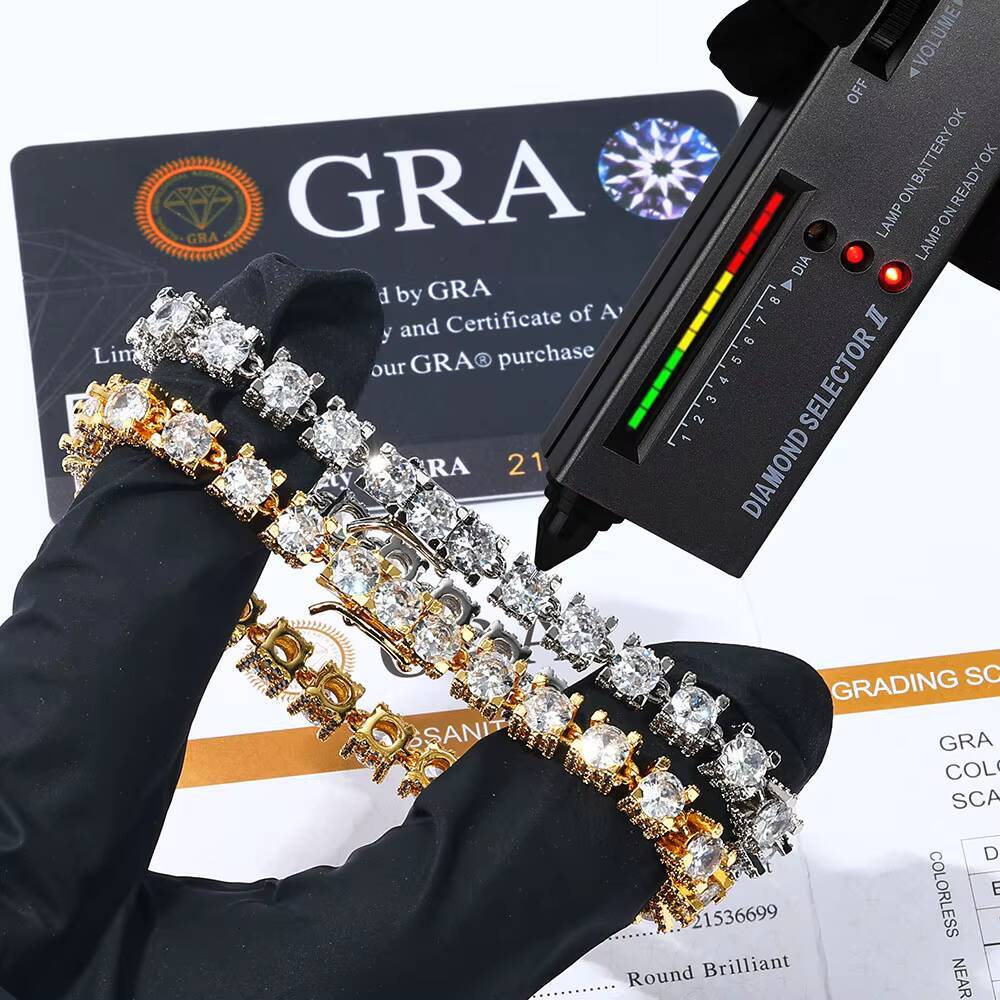 Eskeem 6mm High Quality 925 Sterling Silver Moissanite Brilliant Tennis Shining Bracelet Pass the Diamond Test