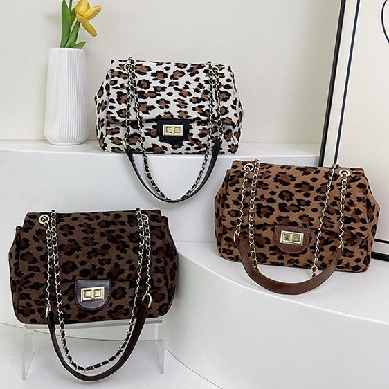 Luxury Brand Designer Bag 2025 New Autumn And Winter Leopard Print Single Shoulder Crossbody Bag High-End Style Fashion Chain Tote Bag For Women