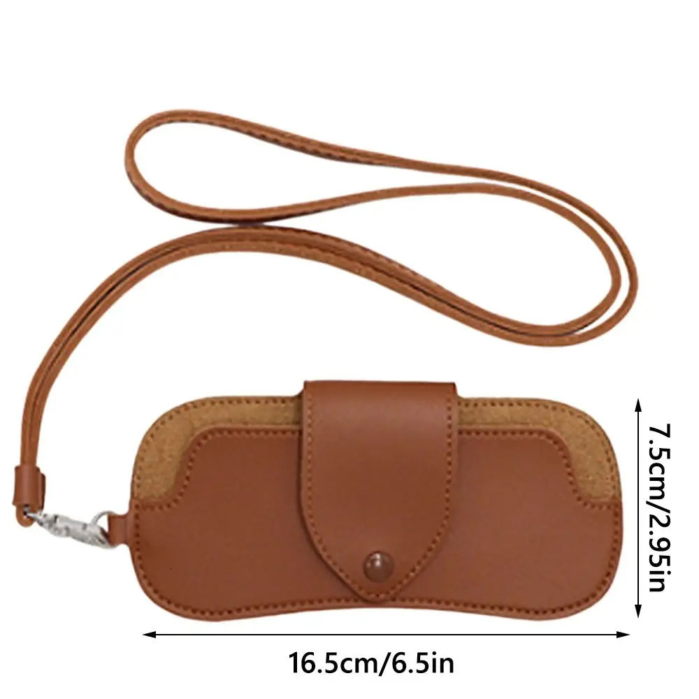 PU Leather Sunglasses Storage Bag Solid Color with Lanyard Hanging Sunglasses Porable Durable Sunglasses Pouch 251016