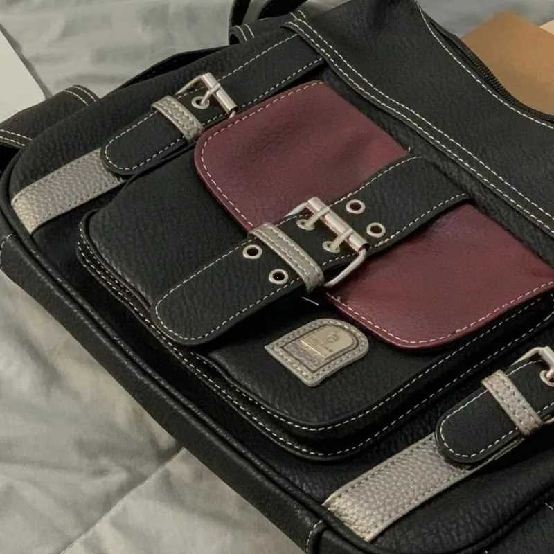 Y2K Vintage Crossbody Bag Womens Tote High Quality PU Leather Shoulder Bag Hip Hop Messenger Bag Female Large Handbag Commuter Z251018