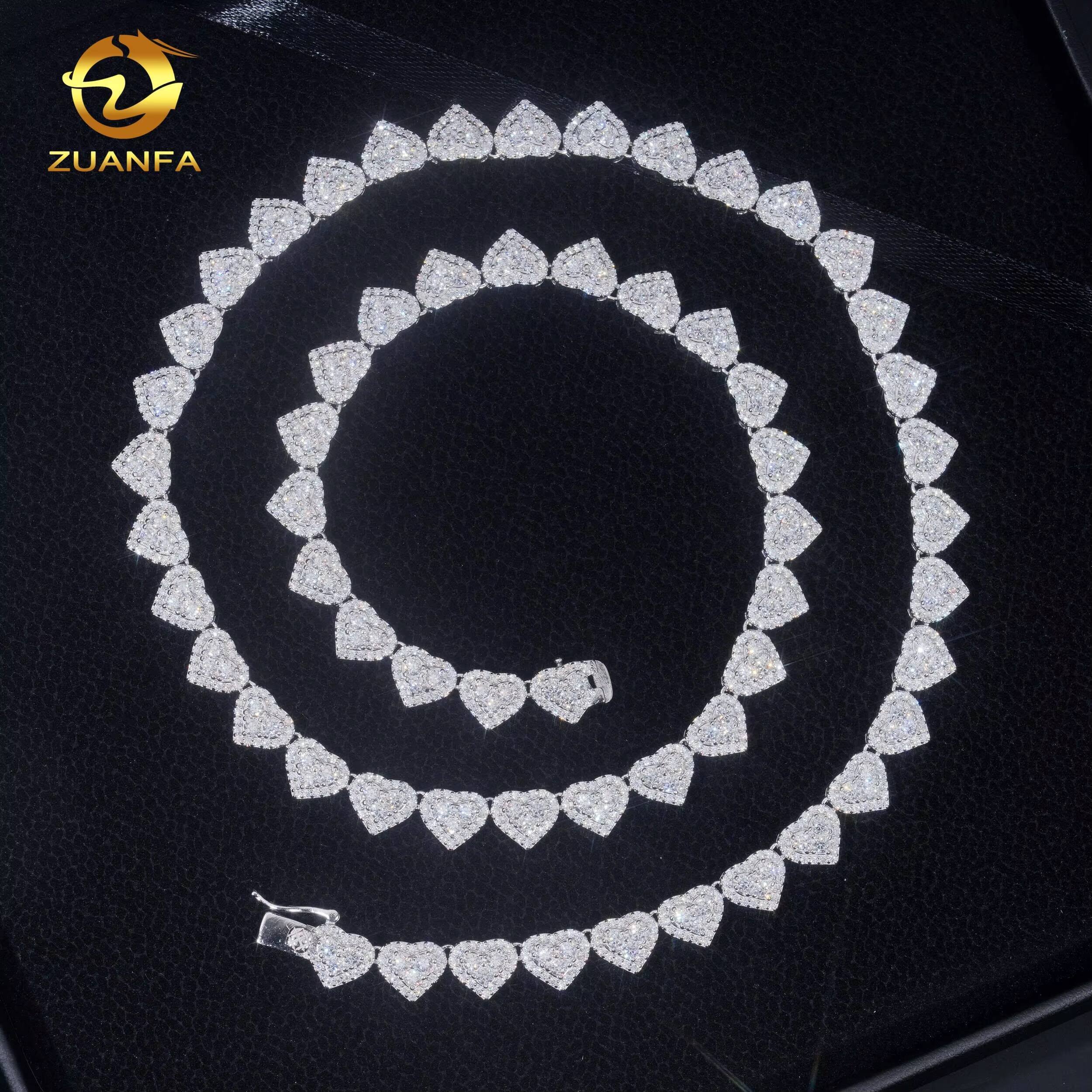 GRA Certificate 8mm Heart Shape Hip Hop Jewelry Iced Out Bracelet Diamond Cuban Link Chain Moissanite Necklace Bracelet Men