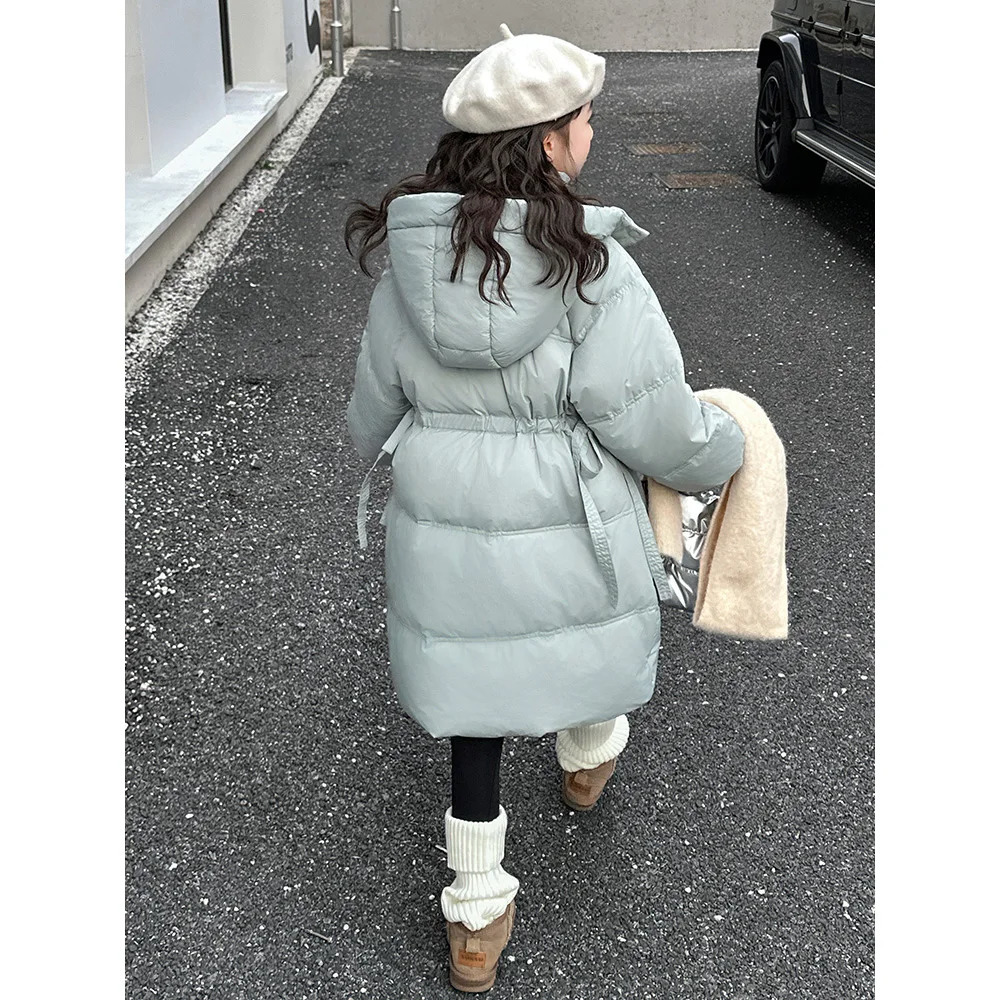 Kids Girls Solid Cotton Coat Loose Full Sleeve Hooded Thermal Padded Jacket 513Y Children Autumn Winter Warm Long Quilted Coats 251017