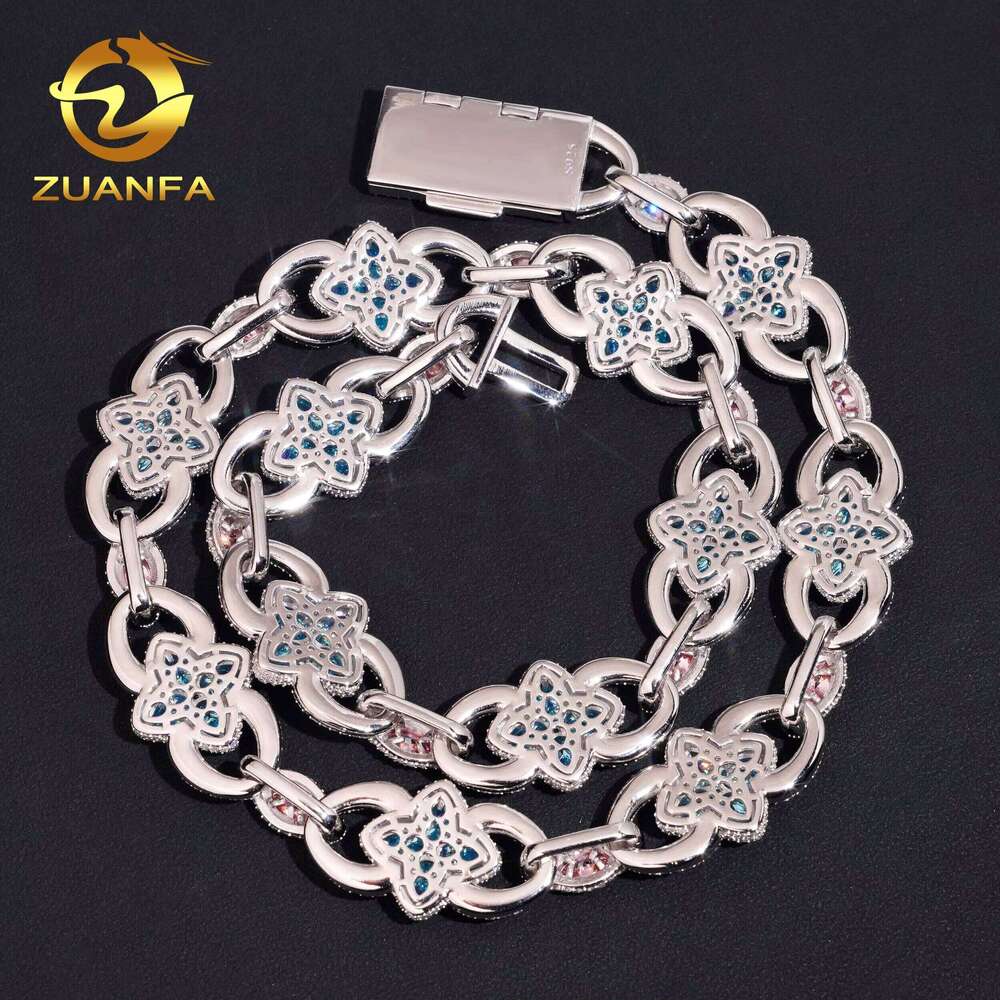 Premium Jewelry Pure Sier Iced Hip-Hop 20mm Fancy Shape Colorful VVS Diatoeous Earth Chain Necklace