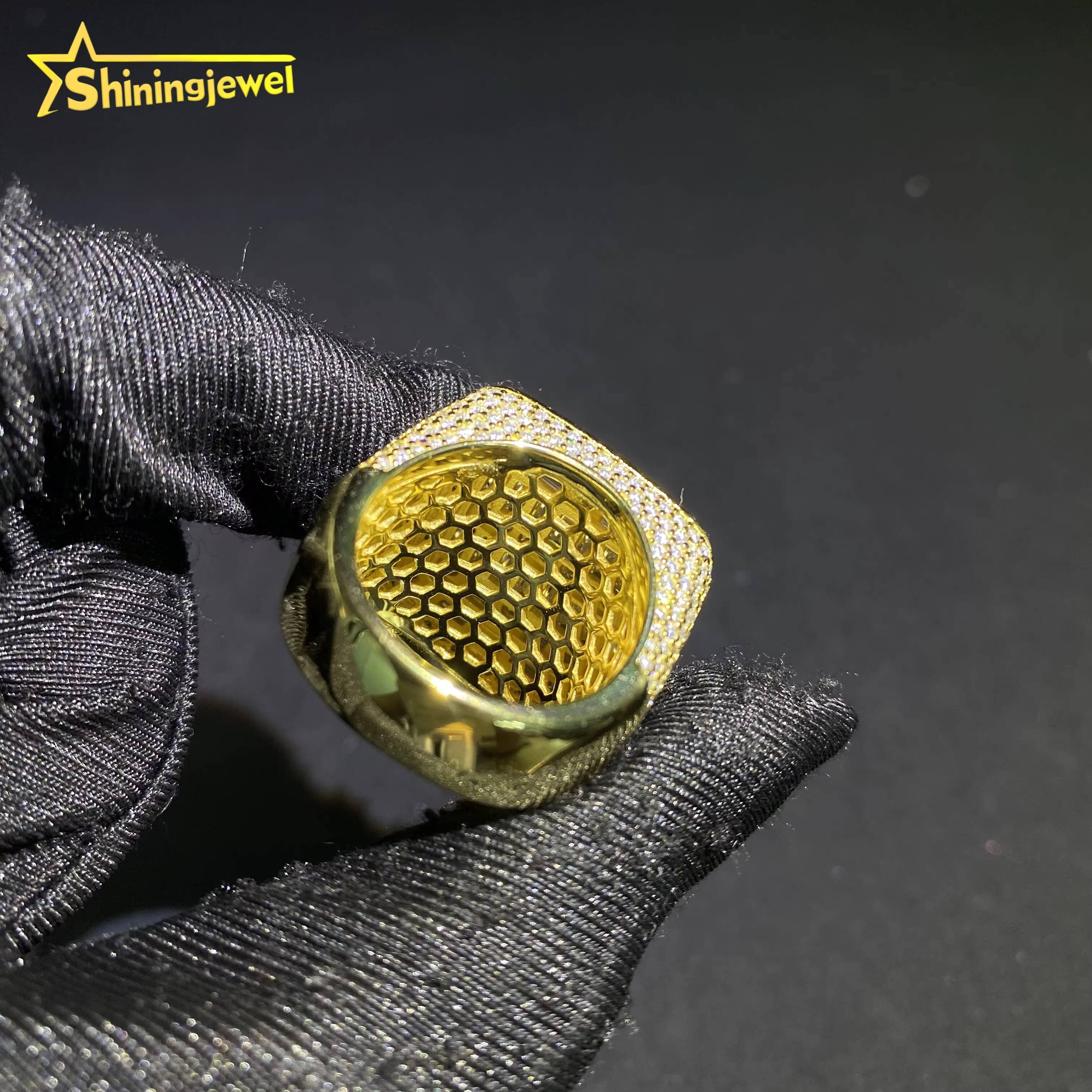 GRA Certificate Iced Out Jewelry Men Baguette Cut Diamond Square Ring Fine Hip Hop VVS Moissanite Custom 925 Silver Ring