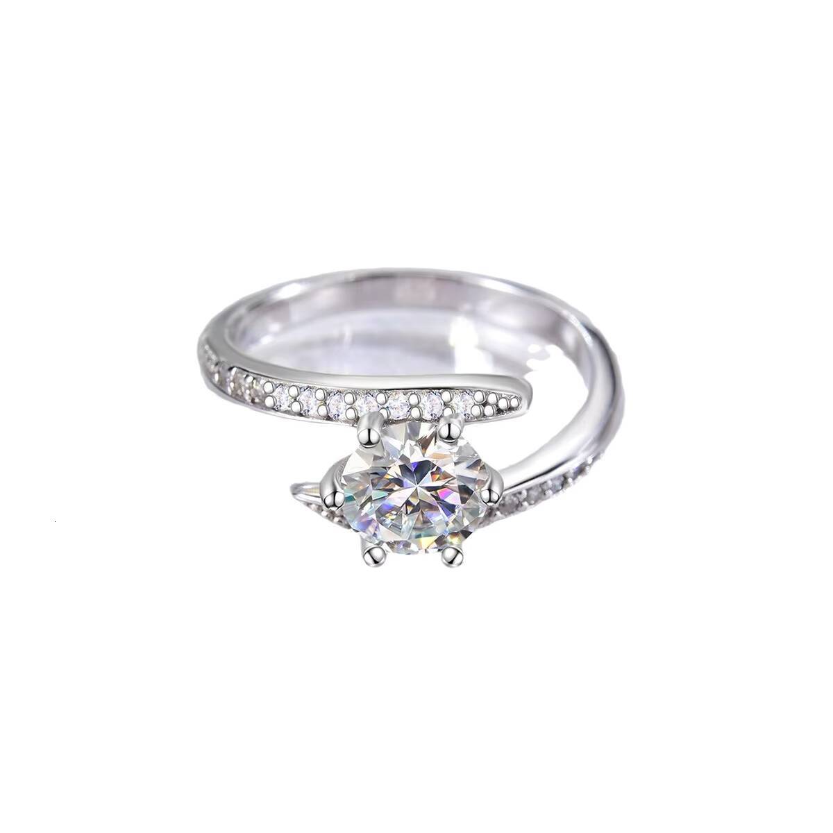 GRA Certified Wholesale Jewelry S925 Silver White Gold Plated D Diamond VVS1 Moissanite Engagement Ring for Weddings