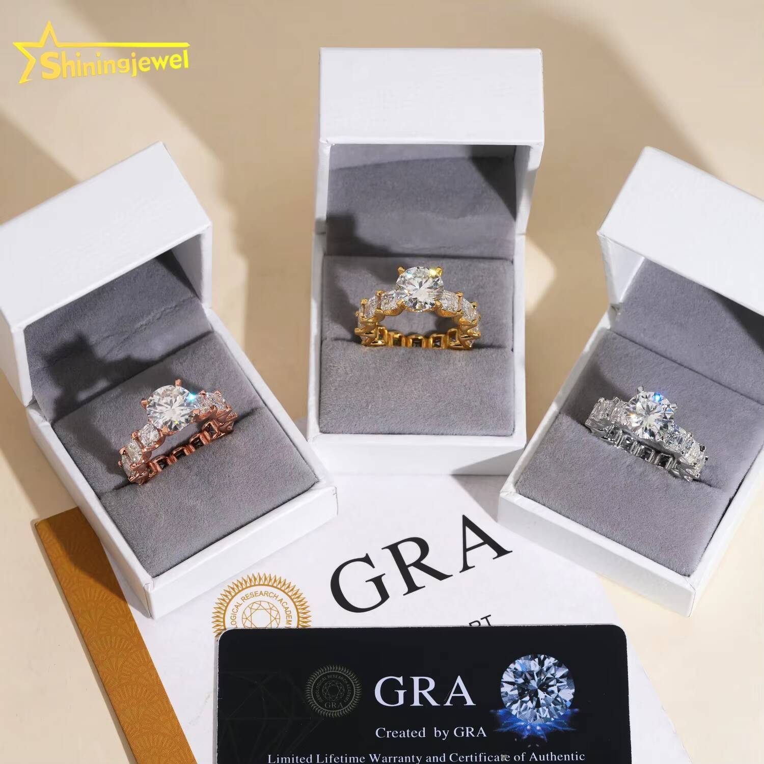 New Arrival Fully Iced Out Engagement Ring for Women 10mm Round Diamond VVS Moissanite 925 Sliver Hop Jewelry Wedding Rings