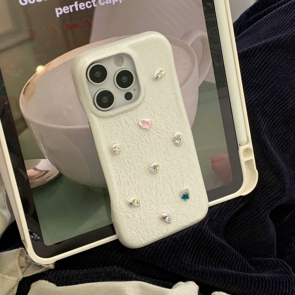 Cute Case Cover Compatible for iPhone 17/17 Pro/Pro Max Case Summer Beach Shells Irregular Diamond for Girl Women Soft Handmade Fashion Protective iPh