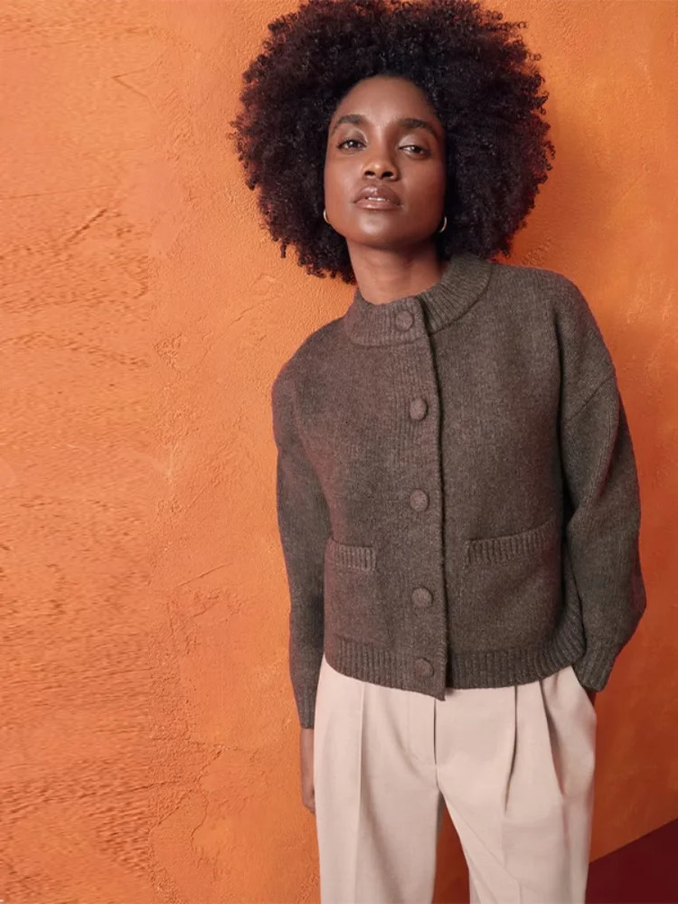 Casual Solid Knitted Sweater Women Street Single Breasted Oneck Full Sleeve Loose Open Stitch Female Autumn Lady Knitwear 251015