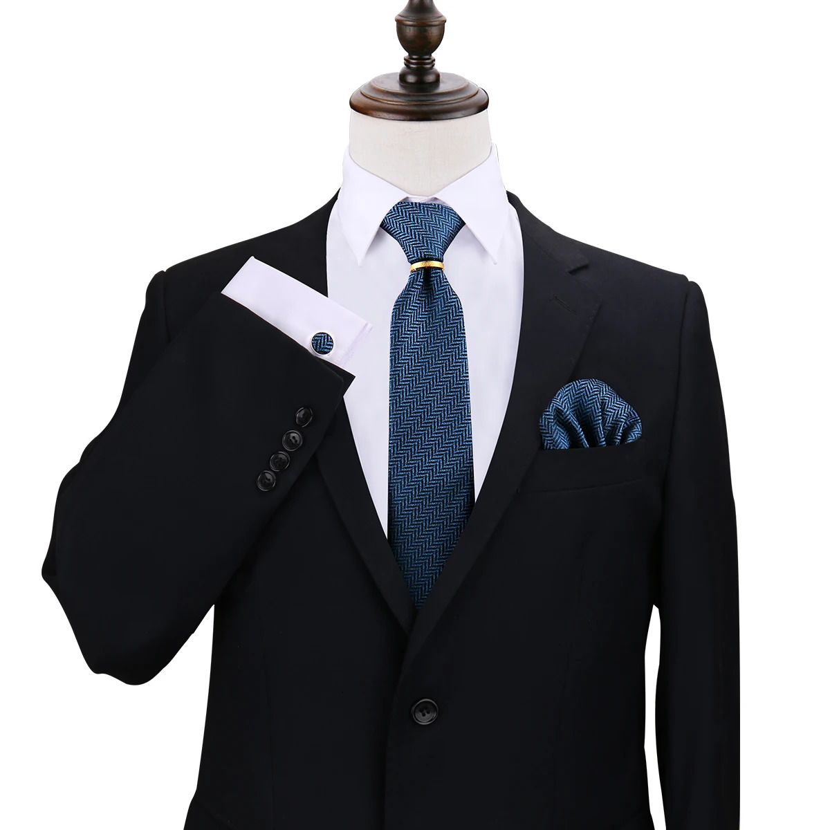 Necktie Ring For Men Tie Handkerchief Cufflinks With Gold Metal Ring Suit Paisley Red Tie For Wedding 8cm Man Accessories 251014