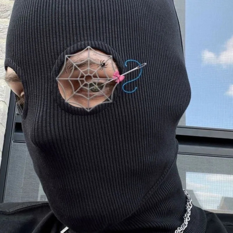 Knitted Full Face Cover Balaclava Sports Beanie Mask for Men Women Ox Horn Mask Hat Street Hip Hop Personality Tactical Beanies 251014