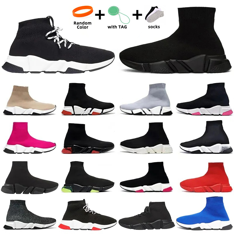 Designer sock shoes sneakers for men women high triple Black Red White Beige Pink Cristal Clearsole mens fashion sports trainers EUR 36-45
