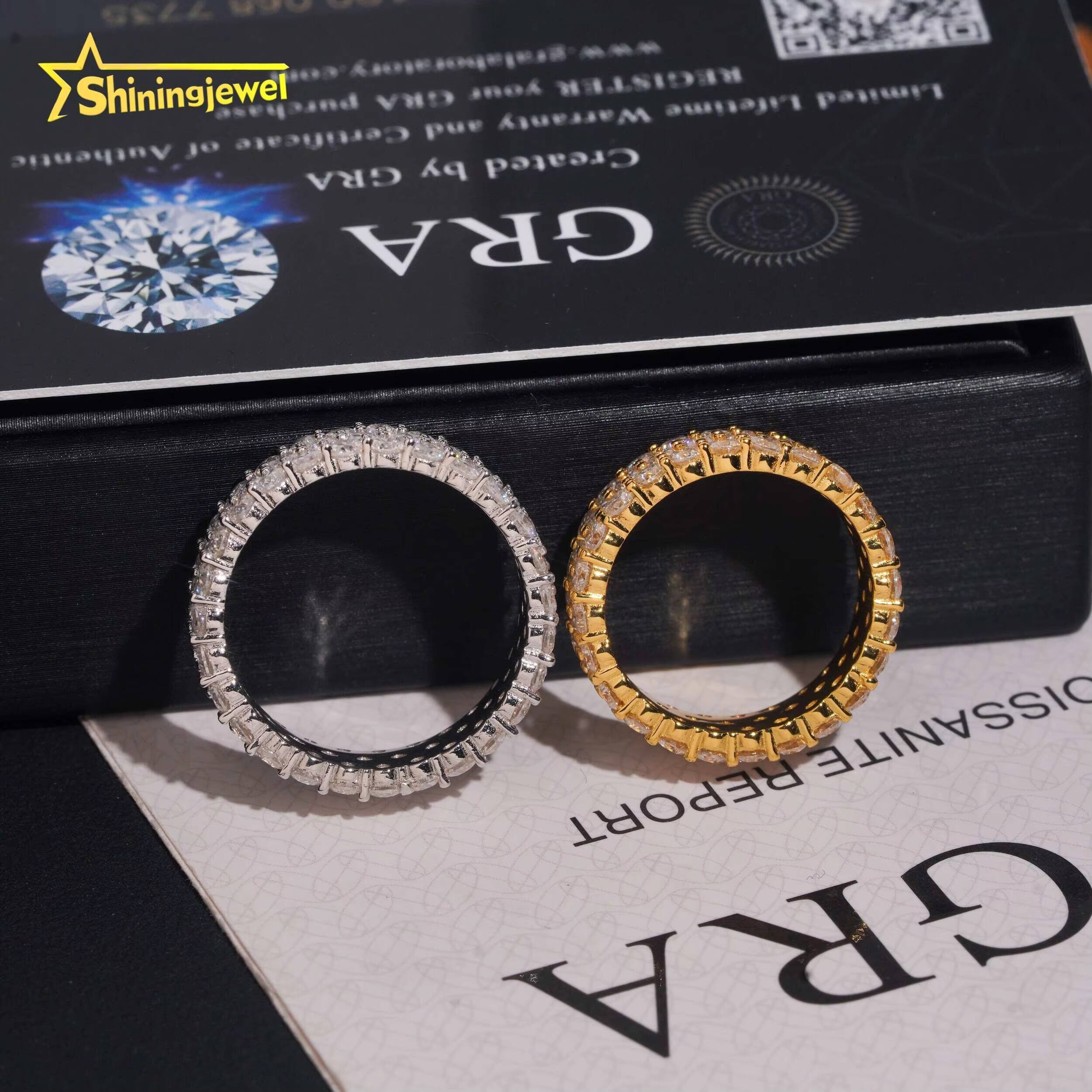 S925 Sterling Silver White Gold Diamond Ring Set with VVS Moissanite Luxury Wedding Ring