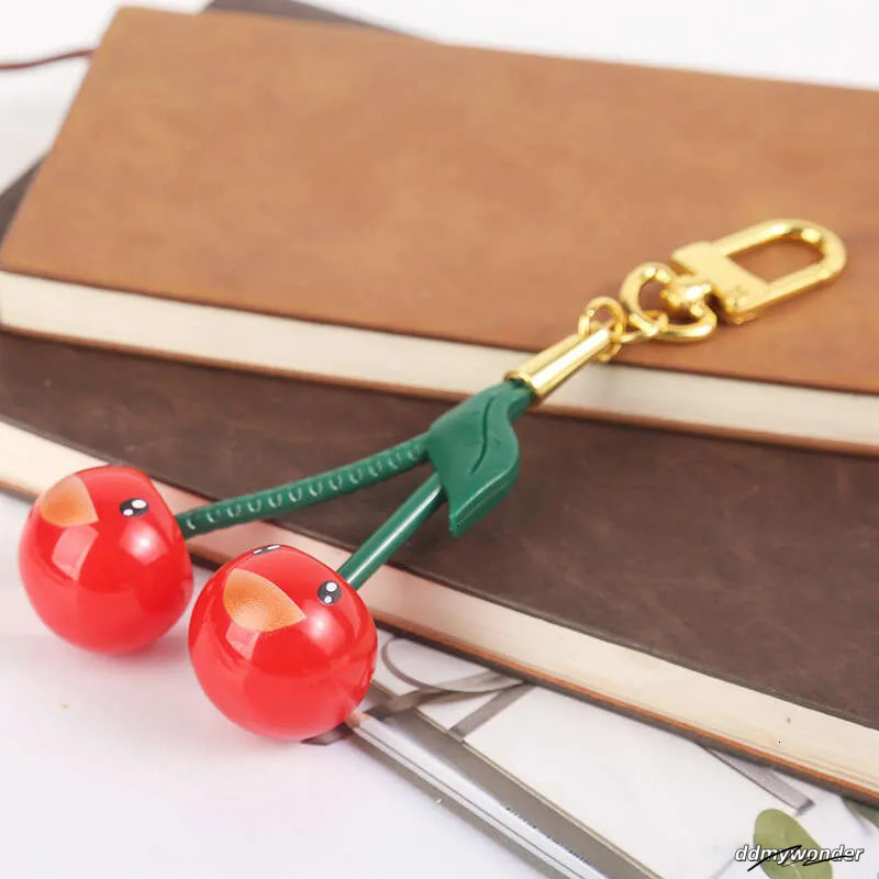 Smiley Face & Crystal Cherry Keychain - Resin Car Pendant Ornament For Women, Exquisite Fashion Accessory Ddmywonder