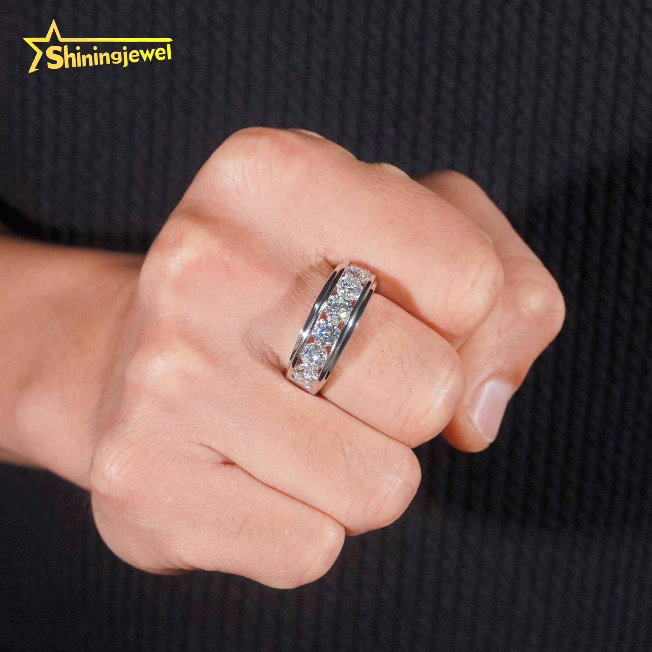 Pass Diamond Tester Custom Made GRA Certificate Half Eternity VVS Moissanite 925 Silver Ring