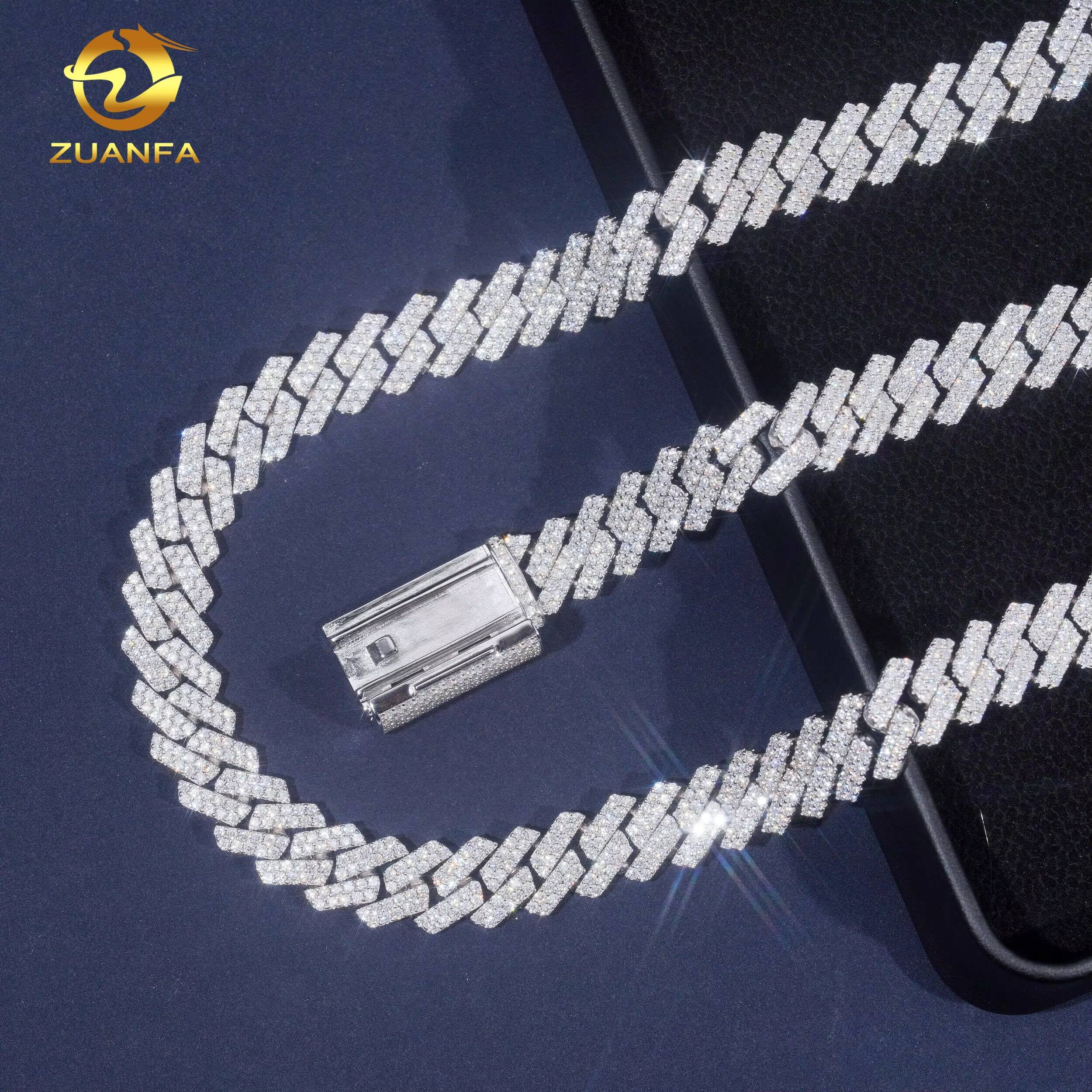 13mm 2Row Custom Hip Hop Jewelry Necklace Iced Out Diamond Cuban Link Chain 925 Sterling Silver Moissanite Men Bracelet Necklace