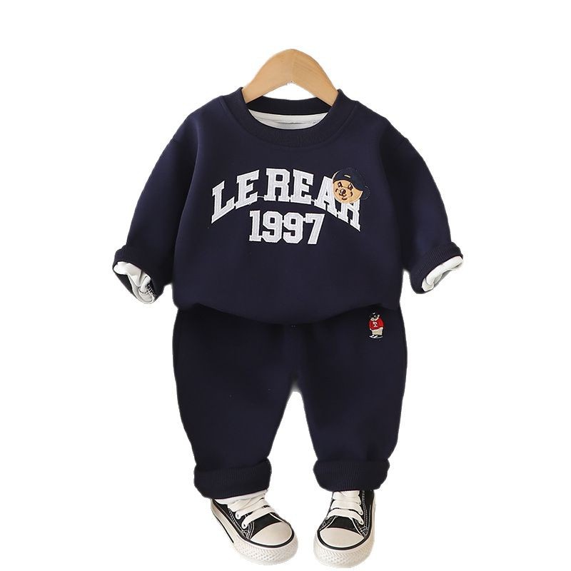Boys' Spring Clothing Set Handsome Trendy Boys' Baby Spring and Autumn Hygiene Clothes Baby Children's Clothing Sports Letter Two Piece