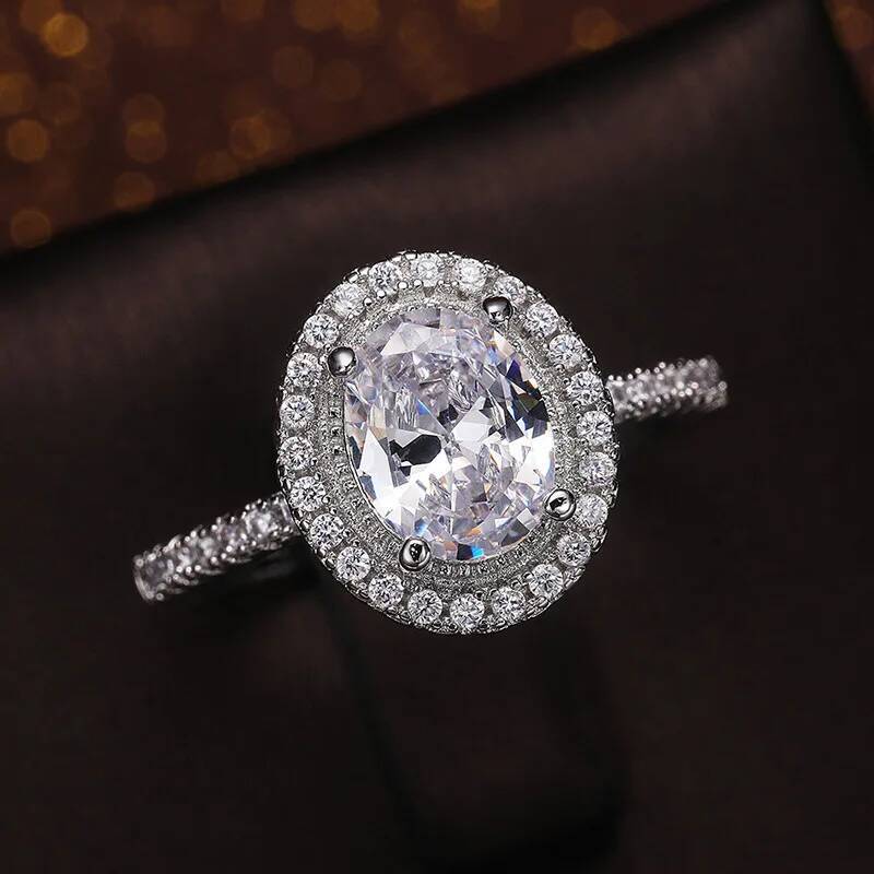 Moissanite 925 Sterling Silver Ring For Women Square Round Brilliant Diamond Finger Band Wedding ring Jewelry Gift