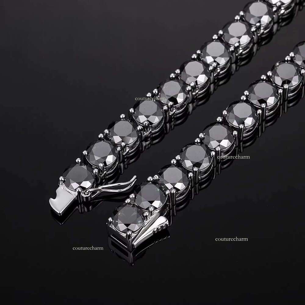 High Quality Rare Black Moissanite Tennis Chain 100% Dia Test Passed Hip Hop Style Necklace Direct From Factory for Men