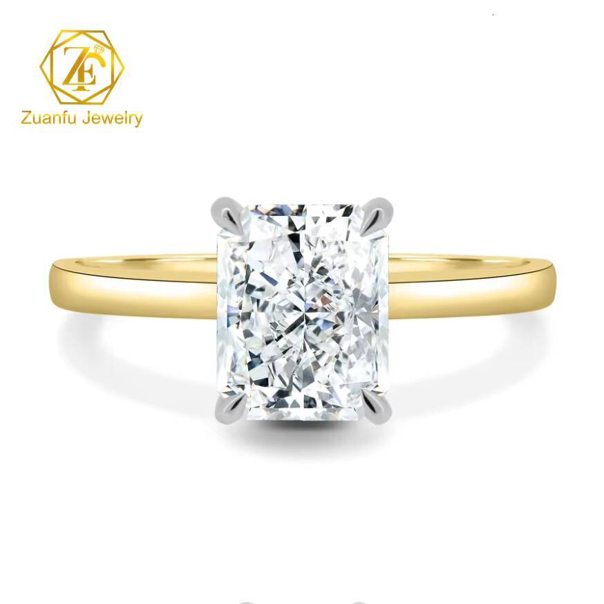 Radiant Cut Moissanite Ring 14k Solid Gold Jewelry 2Carats VVS Moissanite Diamond Luxury Women Wedding Rings