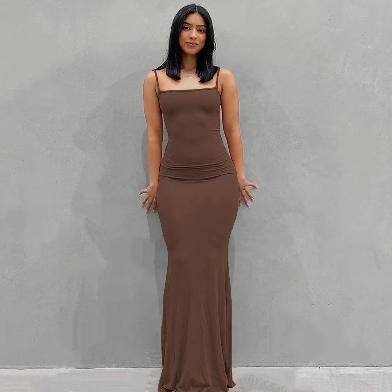 Europe and the United States crossborder foreign trade women solid color sexy slim high step slip dress 251018