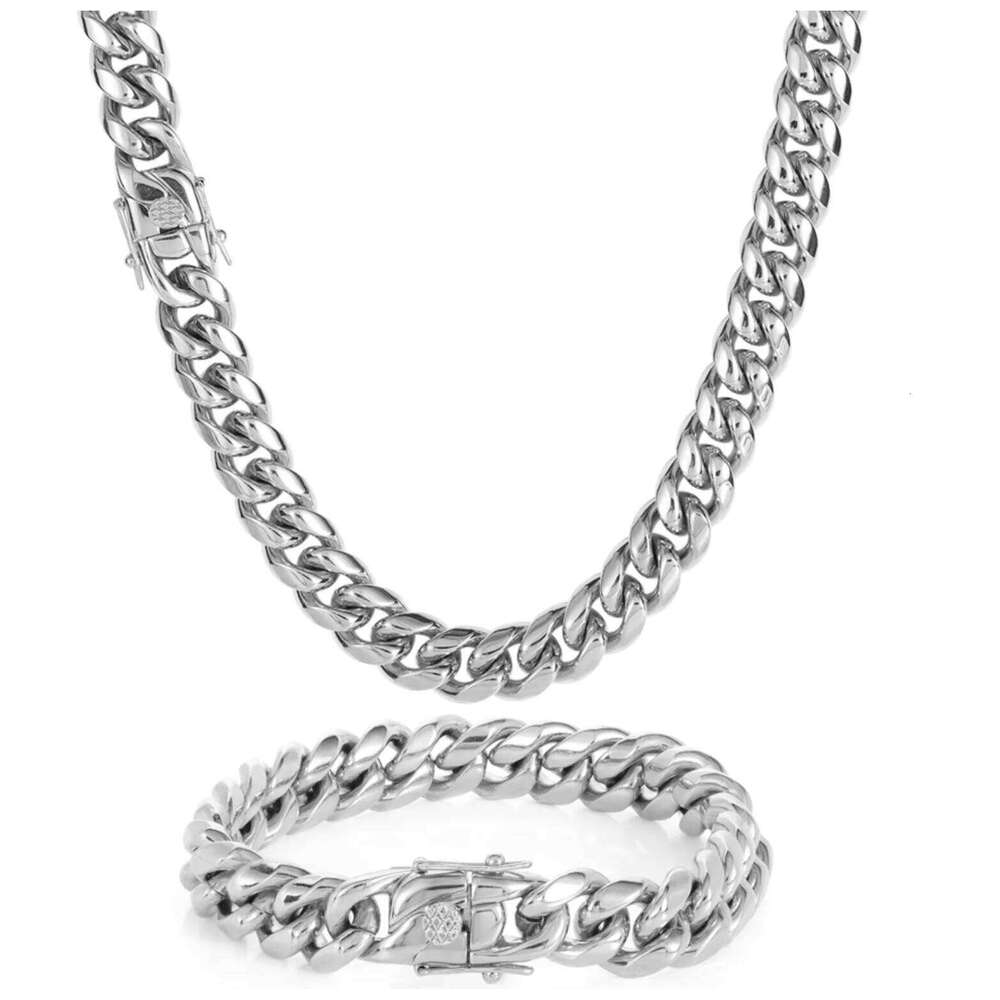 New Gold-Plated sterling silver 6-18mm Matte Monaco Necklace Miami Curb Cuban Chain