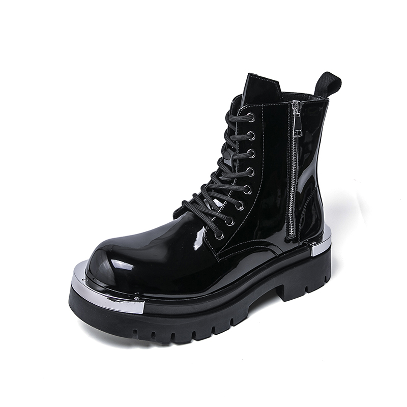9889- Men's Martin boots Outdoor metal decoration horse tie motorcycle boots Short boots Work boots Men's boots Leather shoes