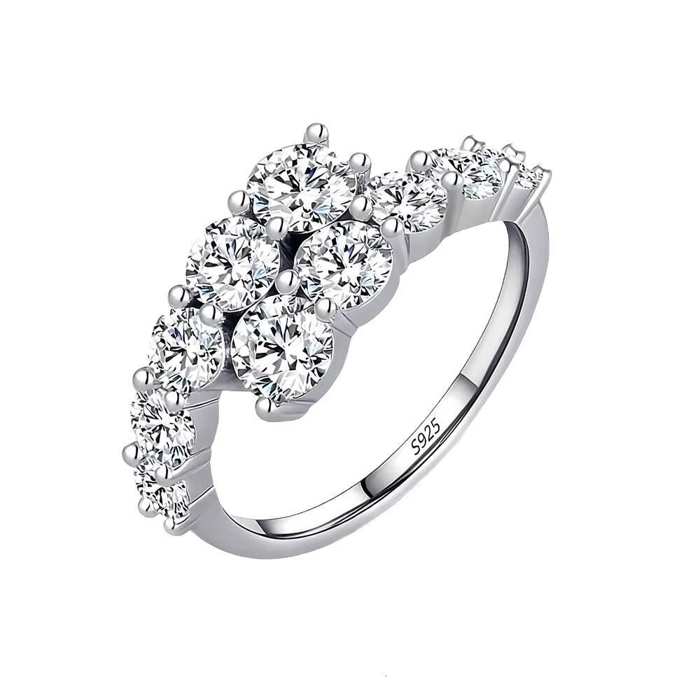 Trendy Fashion Women Fine Jewelry Moissanite S925 Sterling Silver Open Ring for Birthday Valentines Day Women