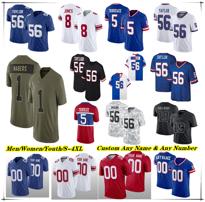 American Football Jersey Malik Nabers Jaxson Dart Russell Wilson Cam Skattebo Brian Burns Wan'Dale Robinson Darius Slayton Kayvon Thibodeaux Bobby Okereke Flott 4X