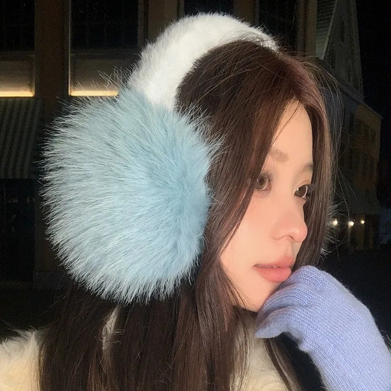 Fox Fur Plush Earmuffs Women Winter Thicken Colorful Plush Ear Protection Coldproof Windproof Solid Color Ear Covers 251014
