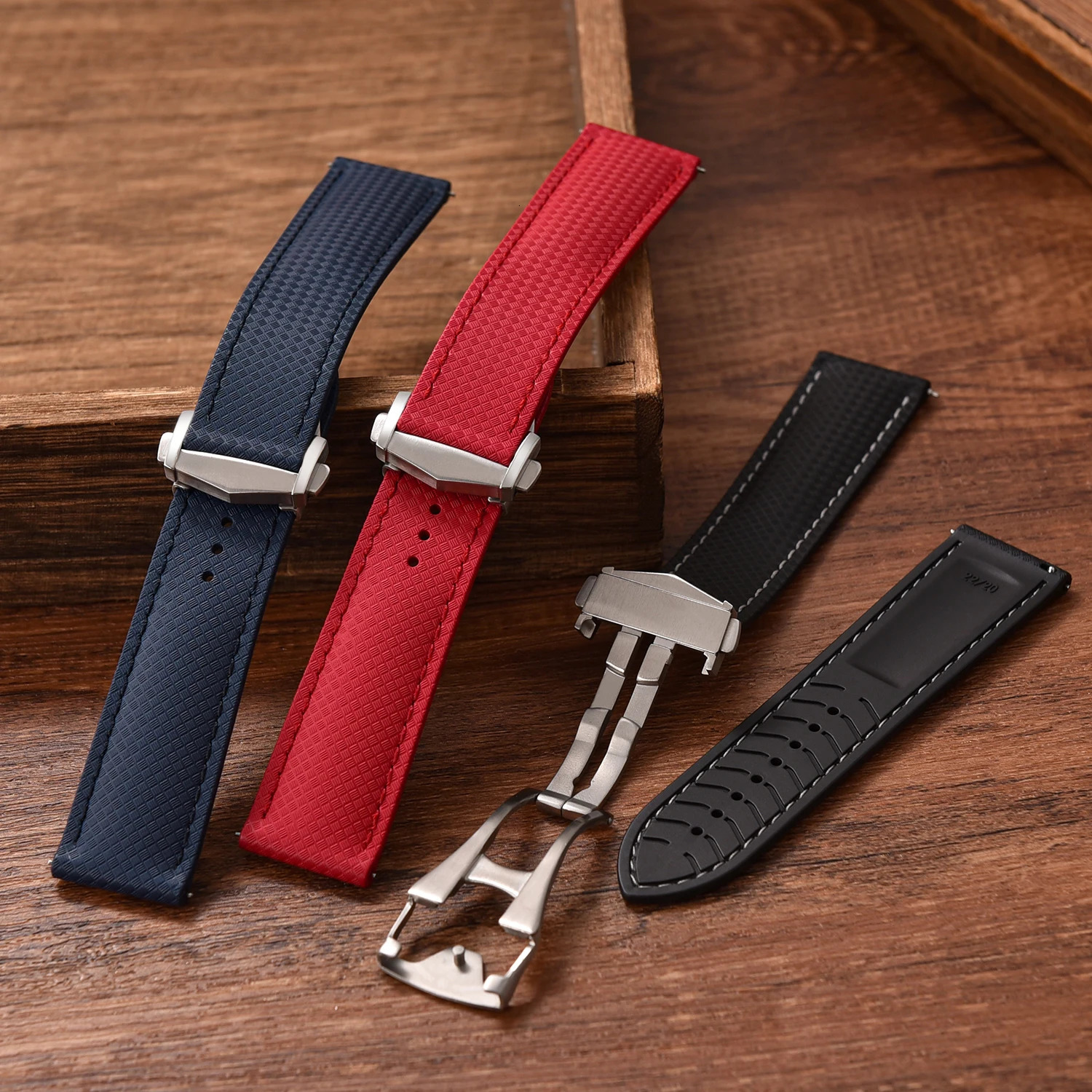 Premium FKM Rubber Watch Strap mm Quick Release Butterfly Buckle Waterproof Soft Universal Band For Dive Watches 251016