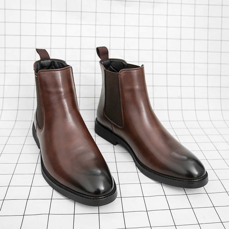 95792- Men's high top short boots Chelsea new autumn and winter business versatile casual leather shoes Martin leather boots