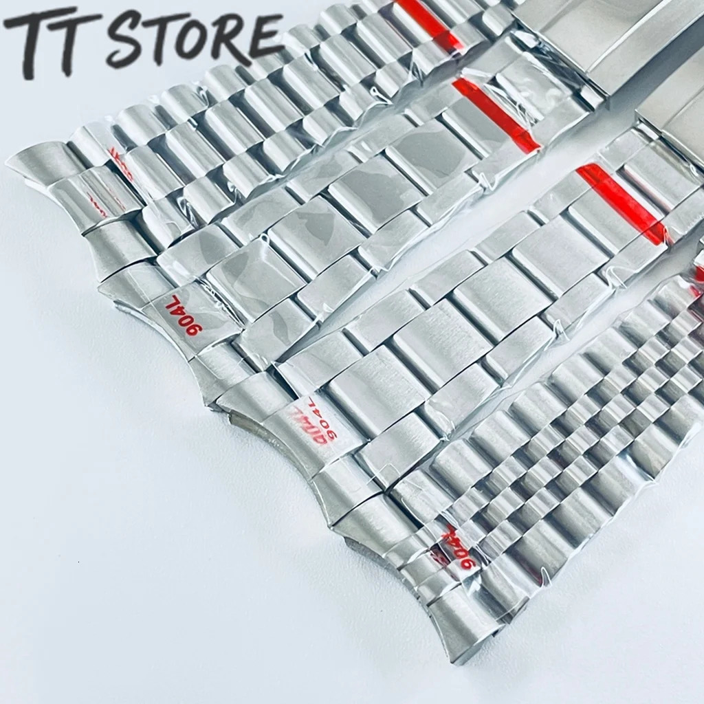 20mm Width 904L Solid Stainless Steel Watch Band Brushed Polished Oyster Bracelet Folding Buckle Glide Lock Clasp 251016