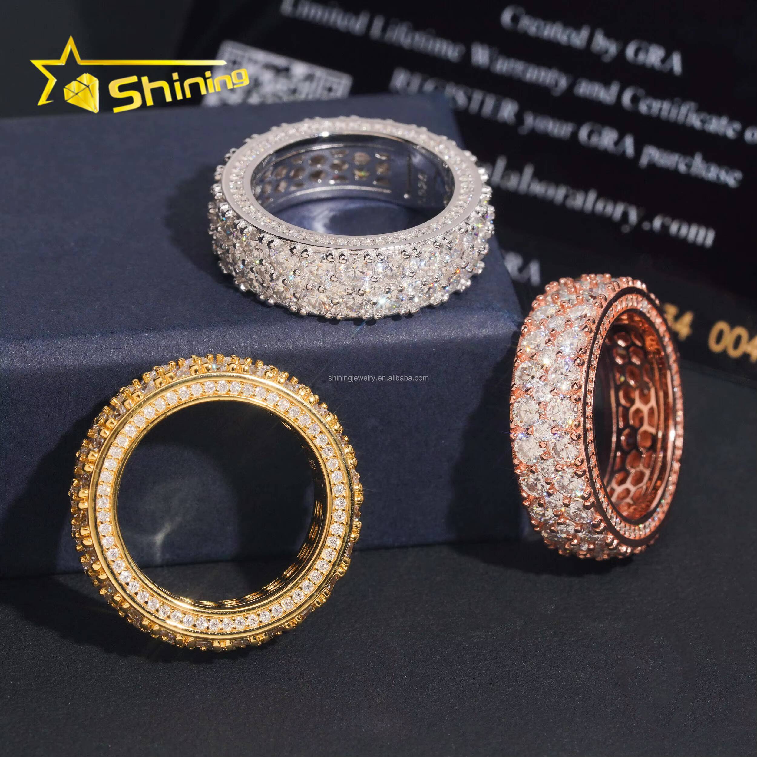 Hot Sale Cheap Price Iced Out Fine Man Jewelry Engagement Rings 925 Silver Jewelry FL Moissanite Diamond Eternity Band Ring