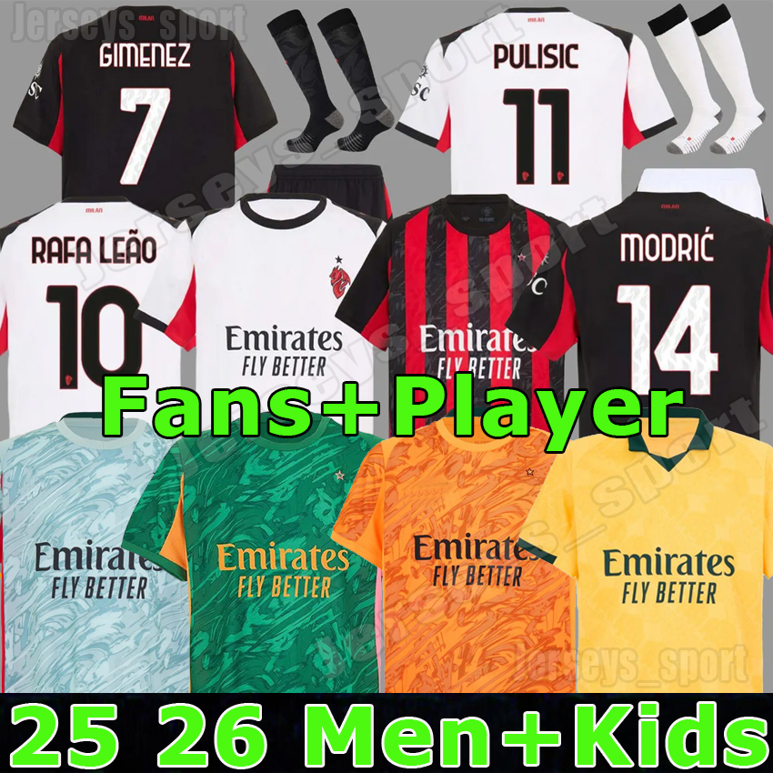 XXXL 4XL 25 26 MODRIC GIMENEZ Soccer Jerseys RAFA LEAO PULISIC AC 2025 2026 MILANJersey FOFANA SAELEMAEKERS Football Shirts goalkeeper M.MAIGNAN Men Kids Kits sets